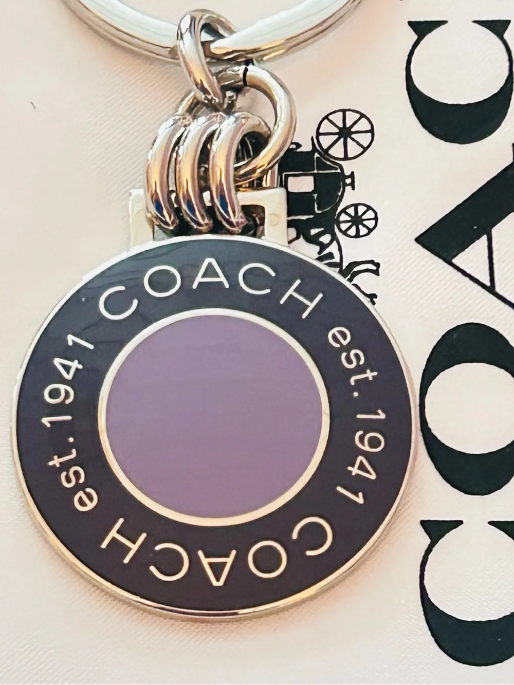 RARE Coach Y2K Est. 1941 Purple & Navy Blue Enamel Keychain/ Bag charm
